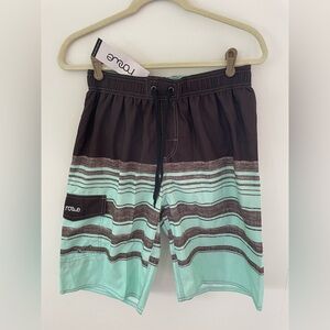 Nonwe Swim Board Shorts Briefs Liner Black Gray Green Stripes size 30 NWT